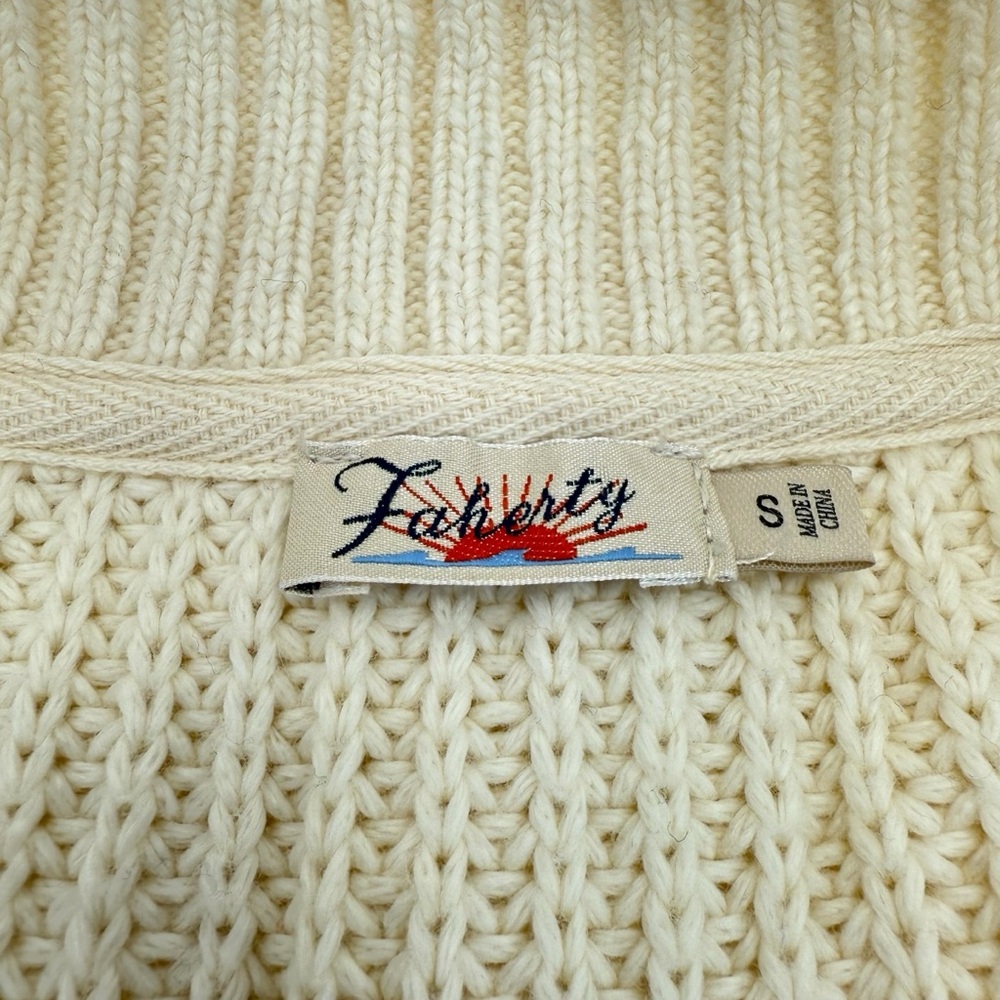 Faherty Boyfriend Cardigan Small Natural / Cream - Picture 13 of 15